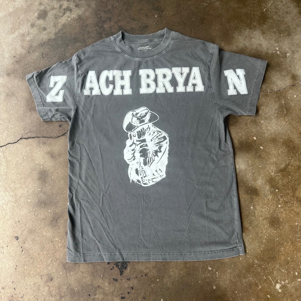 Zach Bryan T-Shirt Mens Small Gray Excellent Graphic Country Music Tour Tee
